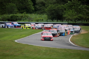 Corey Heim leads the field during the NASCAR Craftsman Truck Series LiUNA! 150 at Lime Rock Park on June 28, 2025. Lime Rock returns to the schedule in 2026.