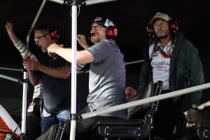 NASCAR Hall of Famer and JR Motorsports owner, Dale Earnhardt Jr. celebrates Justin Allgaier qualifying for the Daytona 500. Allgaier went on to finish 9th in a wreck-filled race. The Daytona 500 was JR Motorsports’ first-ever Cup race.