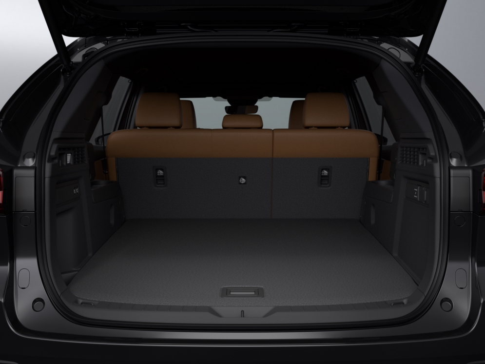 The 2025 Mazda CX-70, a two-row SUV, features ample cargo space.