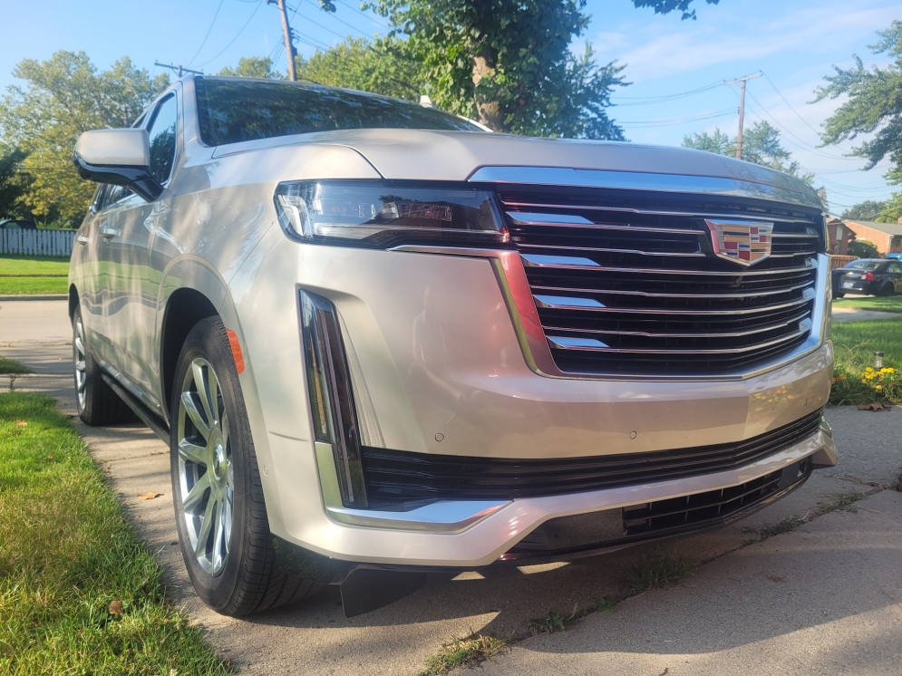The front grille of the 2021 Cadillac Escalade is one of its most dominant features.