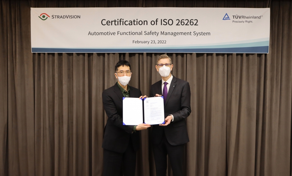 StradVision announced that it has obtained the ISO 26262 certification for automotive functional safety from TÜV Rheinland, a globally renowned third-party testing, inspection and certification company.