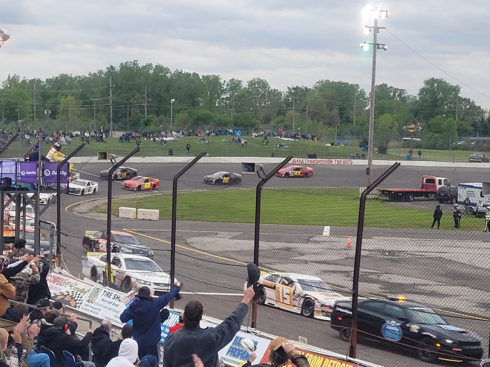 ARCA competitors battle at Flat Rock Speedway in 2023 in the first race back to the track after a long break. The East series competes again tonight at Flat Rock.